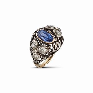 BUCCELLATI - BUCCELLATI ANELLO CON ZAFFIRO E DIAMANTI