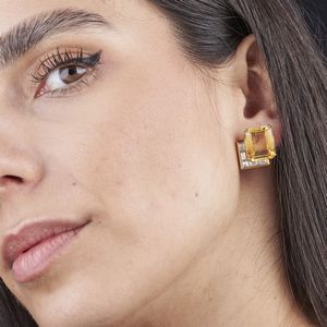 PAIO DI ORECCHINI CON QUARZI CITRINI E DIAMANTI  - Asta Gioielli - Associazione Nazionale - Case d'Asta italiane