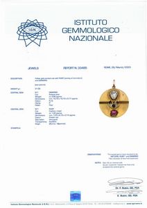 PENDENTE CON RUBINO BIRMANO E DIAMANTI  - Asta Gioielli - Associazione Nazionale - Case d'Asta italiane
