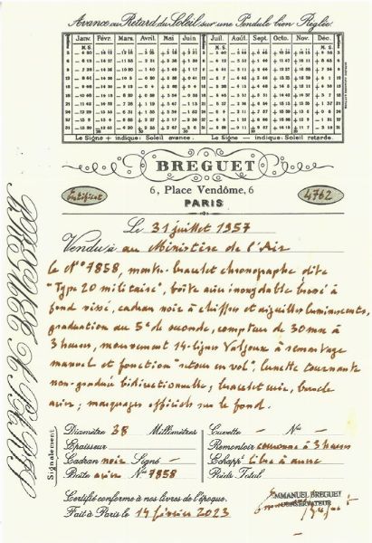 BREGUET TYPE 20 FLY-BACK CRONOGRAFO MILITARE N. 7858A ANNO 1957  - Asta OROLOGI DA POLSO E DA TASCA - Associazione Nazionale - Case d'Asta italiane