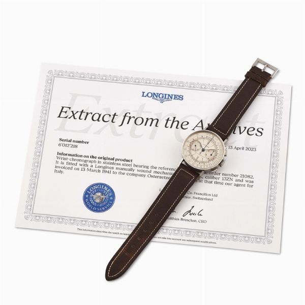 LONGINES : LONGINES CRONOGRAFO REF. 4381 FLY-BACK N. 210XX ANNO 1941  - Asta OROLOGI DA POLSO E DA TASCA - Associazione Nazionale - Case d'Asta italiane