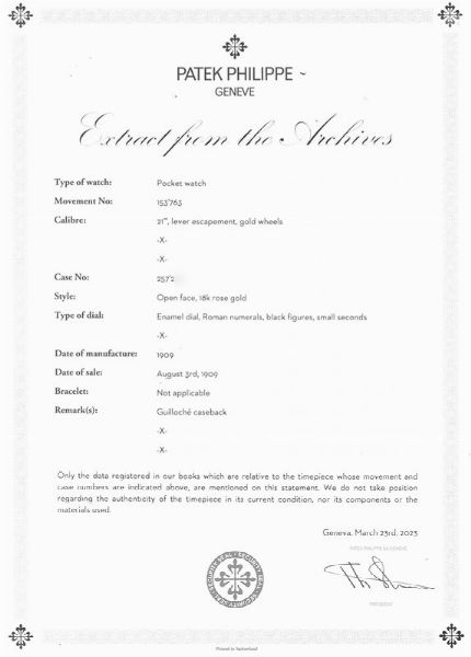 PATEK PHILIPPE : PATEK PHILIPPE & CIE GONDOLO OROLOGIO DA TASCA N. 2572XX  - Asta OROLOGI DA POLSO E DA TASCA - Associazione Nazionale - Case d'Asta italiane