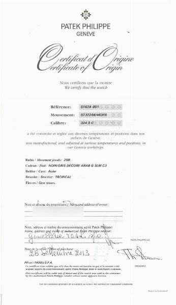 PATEK PHILIPPE AQUANAUT REF. 5167A-001 N. 5737264/46369XX ANNO 2013  - Asta OROLOGI DA POLSO E DA TASCA - Associazione Nazionale - Case d'Asta italiane