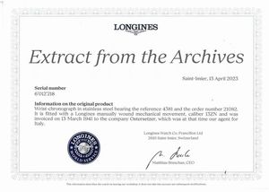 LONGINES : LONGINES CRONOGRAFO REF. 4381 FLY-BACK N. 210XX ANNO 1941  - Asta OROLOGI DA POLSO E DA TASCA - Associazione Nazionale - Case d'Asta italiane