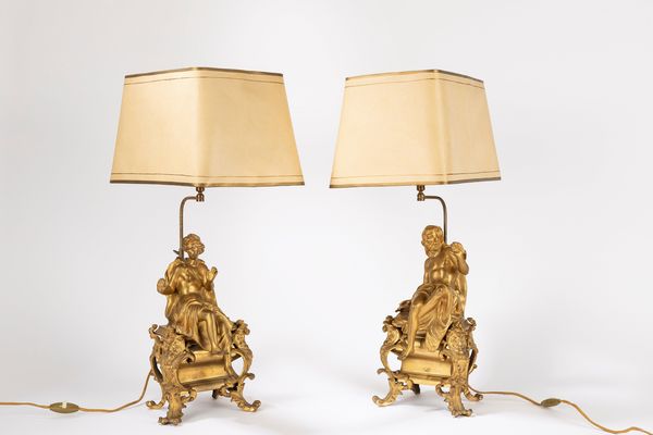 Coppia di sculture in bronzo dorato, secolo XIX  - Asta Arredi Antichi - Associazione Nazionale - Case d'Asta italiane