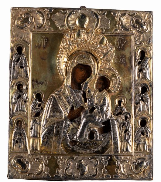 Icona raffigurante Madonna con Bambino. Russia, secolo XVIII/XIX  - Asta Arredi Antichi - Associazione Nazionale - Case d'Asta italiane