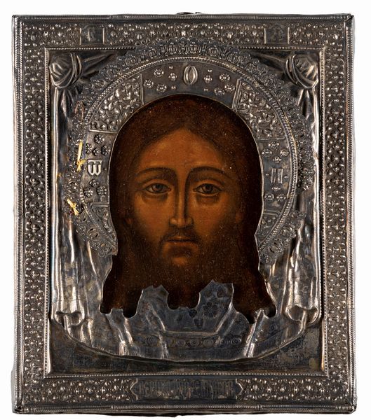 Icona raffigurante il Salvatore. Scuola di Mosca, secolo XVIII  - Asta Arredi Antichi - Associazione Nazionale - Case d'Asta italiane