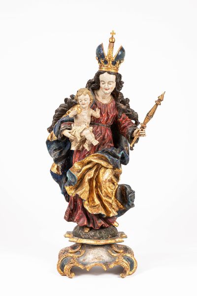 Scultura in legno intagliato, laccato e parzialmente dorato. Italia meridionale, inizi secolo XVIII  - Asta Arredi Antichi - Associazione Nazionale - Case d'Asta italiane