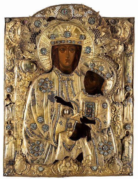 Icona Vergine di Vladimir. Russia 1890 ca. (difetti)  - Asta Arredi Antichi - Associazione Nazionale - Case d'Asta italiane