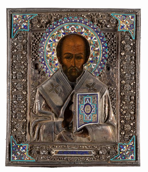 Icona raffigurante santo benedicente. Russia, datata 1894  - Asta Arredi Antichi - Associazione Nazionale - Case d'Asta italiane