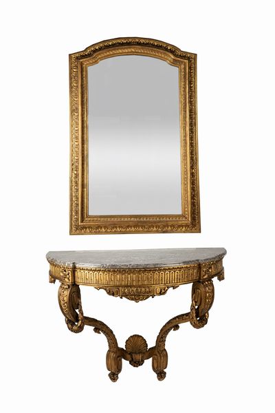 Consolle da muro in legno intagliato e dorato. Francia, secolo XIX/XX  - Asta Arredi Antichi - Associazione Nazionale - Case d'Asta italiane