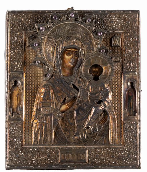 Icona raffigurante Madonna con Bambino e Santi. Russia, secolo XIX  - Asta Arredi Antichi - Associazione Nazionale - Case d'Asta italiane