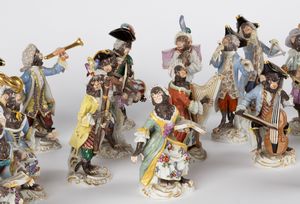 L'orchestra delle scimmie. Manifattura di Meissen, secolo XX  - Asta Arredi Antichi - Associazione Nazionale - Case d'Asta italiane