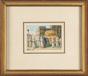Cerchia di Saverio Della Gatta (Lecce 1758- circa 1828) : Scene di vita napoletana  - Asta Arredi Antichi - Associazione Nazionale - Case d'Asta italiane