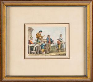 Cerchia di Saverio Della Gatta (Lecce 1758- circa 1828) : Scene di vita napoletana  - Asta Arredi Antichi - Associazione Nazionale - Case d'Asta italiane