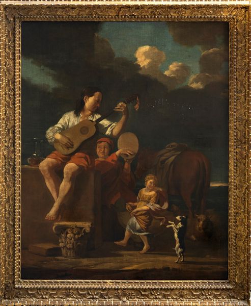 Pittore fiammingo attivo in Italia, secolo XVII : Giovani musicanti en plein air  - Asta Dipinti e Disegni Antichi - Associazione Nazionale - Case d'Asta italiane