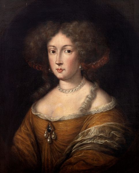 Scuola romana, secolo XVII : Ritratto di gentildonna a mezzo busto, con collana di perle  - Asta Dipinti e Disegni Antichi - Associazione Nazionale - Case d'Asta italiane