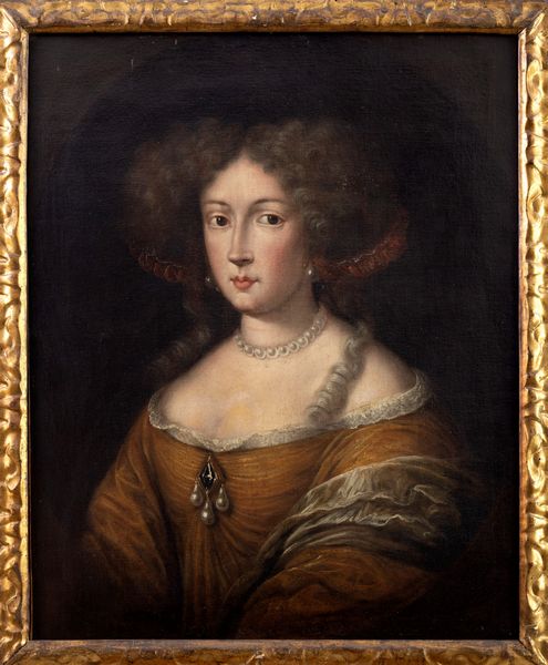 Scuola romana, secolo XVII : Ritratto di gentildonna a mezzo busto, con collana di perle  - Asta Dipinti e Disegni Antichi - Associazione Nazionale - Case d'Asta italiane