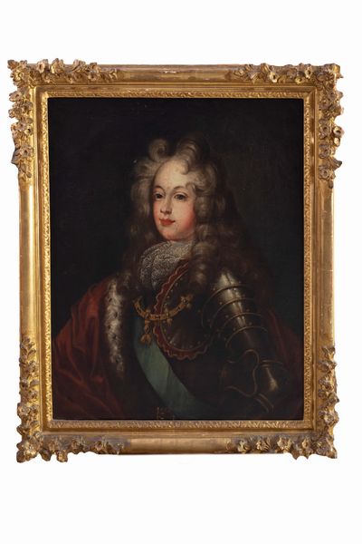 Scuola francese, secolo XVIII : Ritratto di gentiluomo in armatura con insegna del Toson d'oro, a mezzo busto  - Asta Dipinti e Disegni Antichi - Associazione Nazionale - Case d'Asta italiane