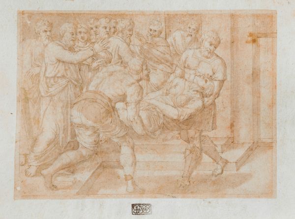 Scuola romana, fine secolo XVI - inizi secolo XVII : Trasporto di una Santa al sepolcro  - Asta Dipinti e Disegni Antichi - Associazione Nazionale - Case d'Asta italiane