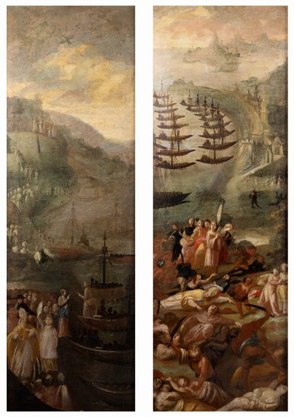 Scuola veneta, secolo XVII : Storie di Sant'Orsola, en pendant  - Asta Dipinti e Disegni Antichi - Associazione Nazionale - Case d'Asta italiane