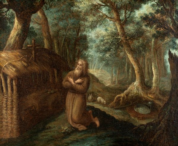 Scuola fiamminga, fine secolo XVII - inizi secolo XVIII : Due eremiti: Salomon e Anub  - Asta Dipinti e Disegni Antichi - Associazione Nazionale - Case d'Asta italiane