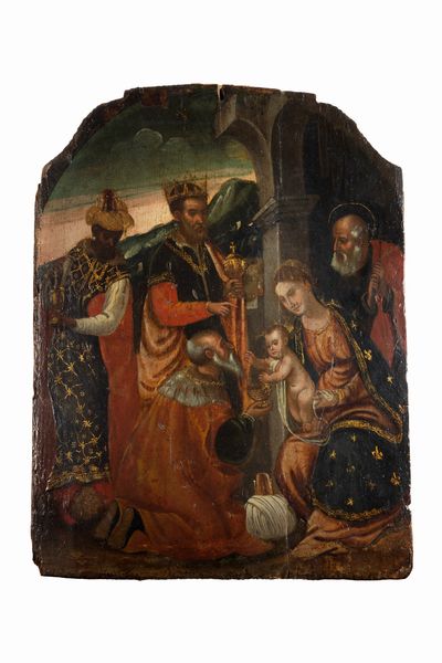 Scuola veneto-cretese, fine secolo XVI : Adorazione dei Magi  - Asta Dipinti e Disegni Antichi - Associazione Nazionale - Case d'Asta italiane