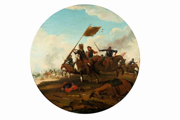 Scuola italiana, secolo XVIII : Due scene di battaglia, en pendant  - Asta Dipinti e Disegni Antichi - Associazione Nazionale - Case d'Asta italiane