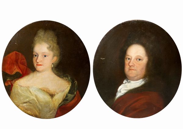 Scuola austriaca, secolo XVIII : Ritratto di nobildonna; e Ritratto di nobiluomo  - Asta Dipinti e Disegni Antichi - Associazione Nazionale - Case d'Asta italiane