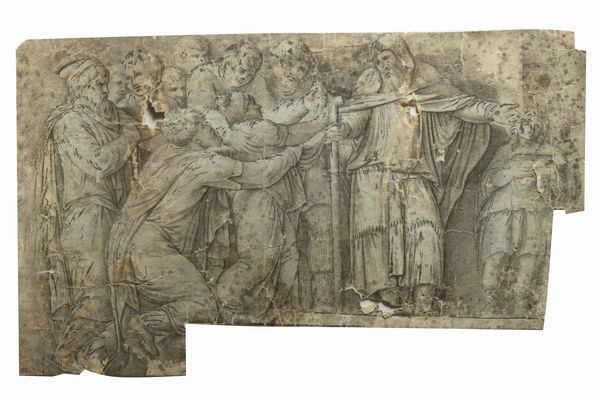 Scuola italiana, secolo XVII : Pagani che adorano la statua di Latona invece di quella di Niobe  - Asta Dipinti e Disegni Antichi - Associazione Nazionale - Case d'Asta italiane