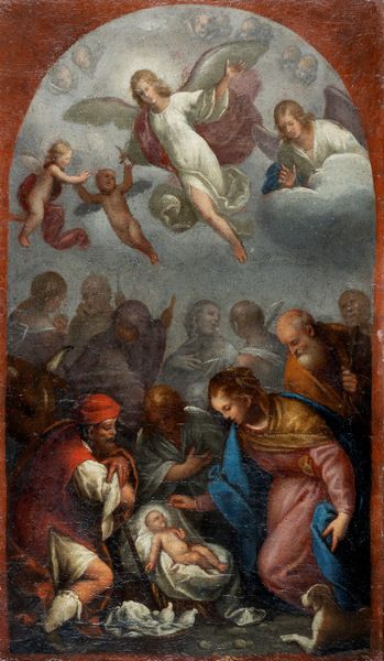 Scuola lombarda, inizio secolo XVII : Adorazione dei pastori  - Asta Dipinti e Disegni Antichi - Associazione Nazionale - Case d'Asta italiane