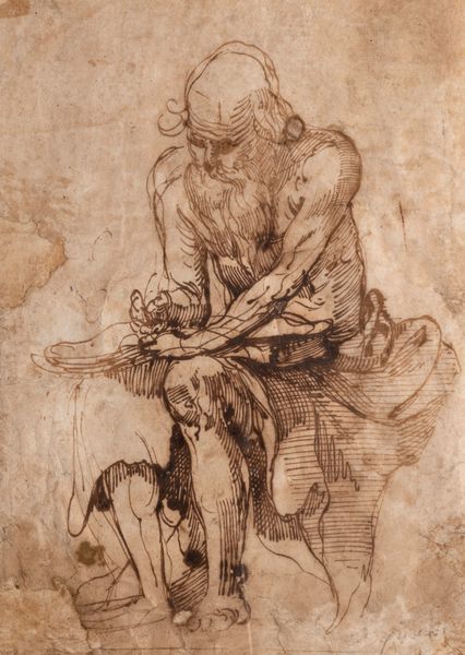Scuola napoletana, secolo XVII : Studio per San Girolamo  - Asta Dipinti e Disegni Antichi - Associazione Nazionale - Case d'Asta italiane