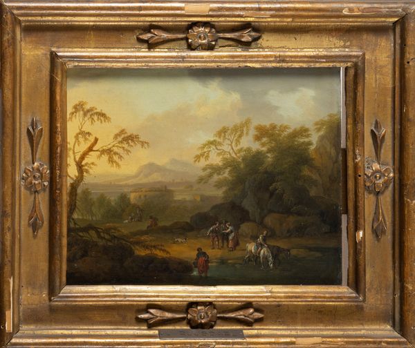 Maniera di Jacob Izaaksoon van Ruisdael : Paesaggio fluviale con viandanti  - Asta Dipinti e Disegni Antichi - Associazione Nazionale - Case d'Asta italiane