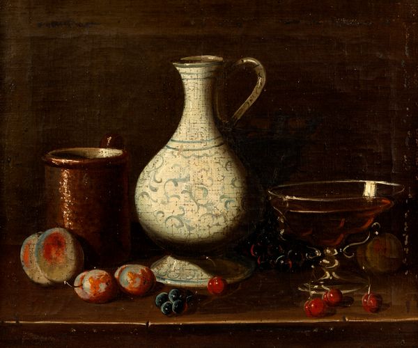 Scuola dell'Italia centrale, secolo XVIII : Due nature morte con frutta, vasellame e vetri su un tavolo, en pendant  - Asta Dipinti e Disegni Antichi - Associazione Nazionale - Case d'Asta italiane