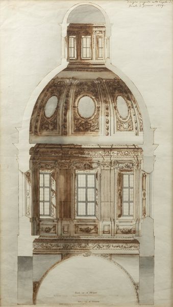 Scuola italiana, secolo XVIII : Studio architettonico per cupola  - Asta Dipinti e Disegni Antichi - Associazione Nazionale - Case d'Asta italiane