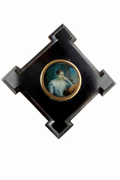 Scuola dell'Italia settentrionale, fine secolo XVIII : Ritratto di giovane dama a mezzobusto in una loggia  - Asta Dipinti e Disegni Antichi - Associazione Nazionale - Case d'Asta italiane