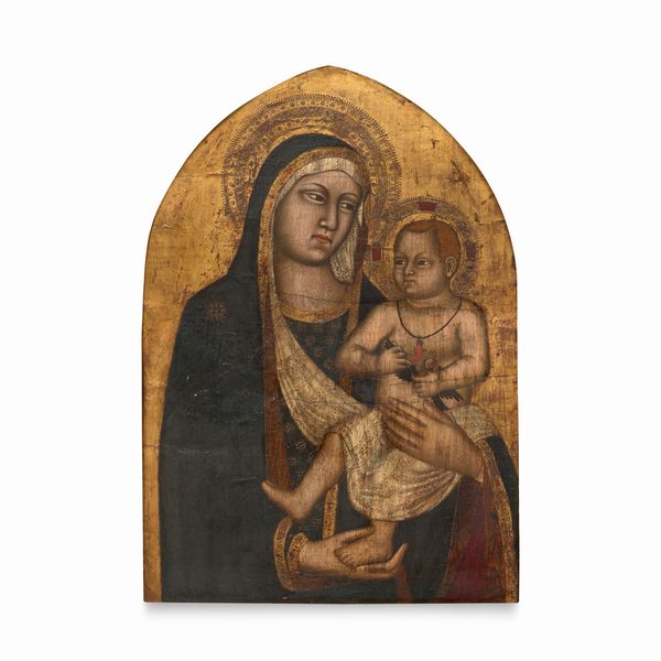 Maestro di Mezzana (attivo a Firenze nel secolo XIV) : Madonna con Bambino  - Asta Dipinti e Disegni Antichi - Associazione Nazionale - Case d'Asta italiane