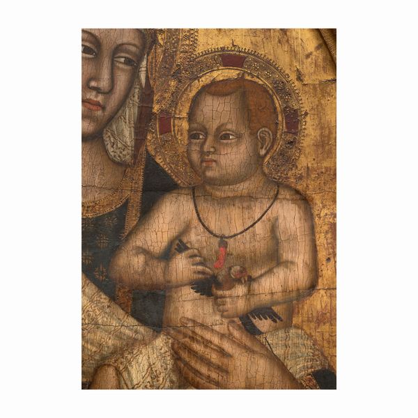 Maestro di Mezzana (attivo a Firenze nel secolo XIV) : Madonna con Bambino  - Asta Dipinti e Disegni Antichi - Associazione Nazionale - Case d'Asta italiane