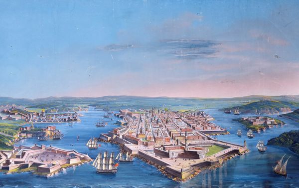 Scuola italiana, secolo XIX : Due vedute di Livorno  - Asta Dipinti e Disegni Antichi - Associazione Nazionale - Case d'Asta italiane