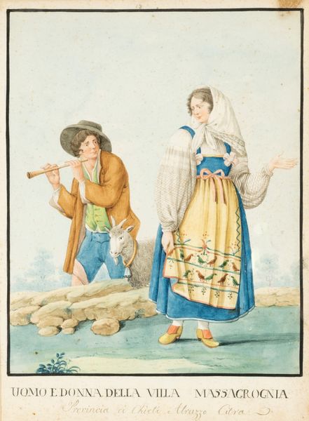 Scuola napoletana, fine secolo XVIII - inizi secolo XIX : Dodici disegni raffiguranti costumi popolari di Abruzzo e Molise  - Asta Dipinti e Disegni Antichi - Associazione Nazionale - Case d'Asta italiane