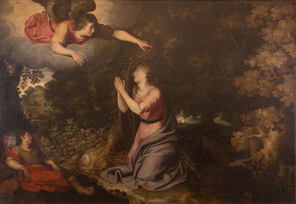 Scuola di Adam Elsheimer (Francoforte sul Meno 1578 - Roma 1610) : Agar e l'Angelo  - Asta Dipinti e Disegni Antichi - Associazione Nazionale - Case d'Asta italiane