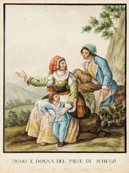 Scuola napoletana, fine secolo XVIII - inizi secolo XIX : Dodici disegni raffiguranti costumi popolari di Abruzzo e Molise  - Asta Dipinti e Disegni Antichi - Associazione Nazionale - Case d'Asta italiane