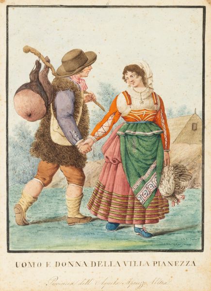 Scuola napoletana, fine secolo XVIII - inizi secolo XIX : Dodici disegni raffiguranti costumi popolari di Abruzzo e Molise  - Asta Dipinti e Disegni Antichi - Associazione Nazionale - Case d'Asta italiane