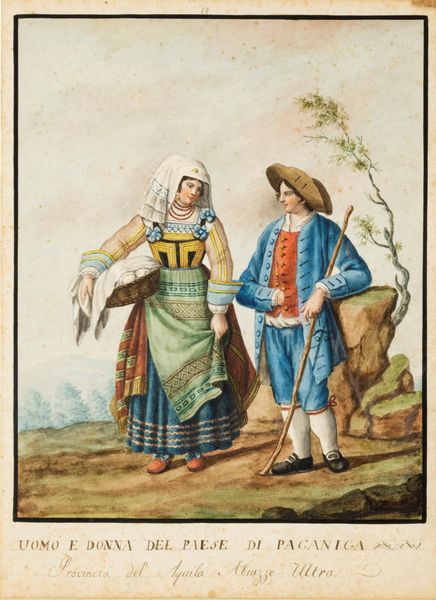 Scuola napoletana, fine secolo XVIII - inizi secolo XIX : Dodici disegni raffiguranti costumi popolari di Abruzzo e Molise  - Asta Dipinti e Disegni Antichi - Associazione Nazionale - Case d'Asta italiane