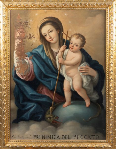 Scuola napoletana, secolo XVIII : Madonna con Bambino  - Asta Dipinti e Disegni Antichi - Associazione Nazionale - Case d'Asta italiane