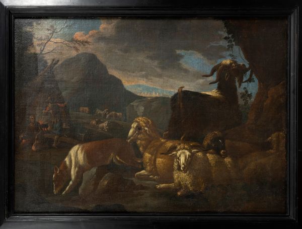 Pittore fiammingo attivo in Italia, secolo XVII : Pastori con armenti in sosta  - Asta Dipinti e Disegni Antichi - Associazione Nazionale - Case d'Asta italiane