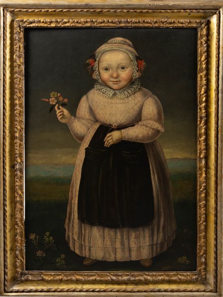 Seguace di Dirck Dircksz. van Santvoort : Ritratto di bambina a figura intera con fiori  - Asta Dipinti e Disegni Antichi - Associazione Nazionale - Case d'Asta italiane