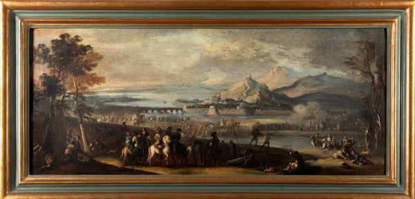 Scuola emiliana, fine secolo XVII - inizio secolo XVIII : Due scene di battaglia, en pendant  - Asta Dipinti e Disegni Antichi - Associazione Nazionale - Case d'Asta italiane