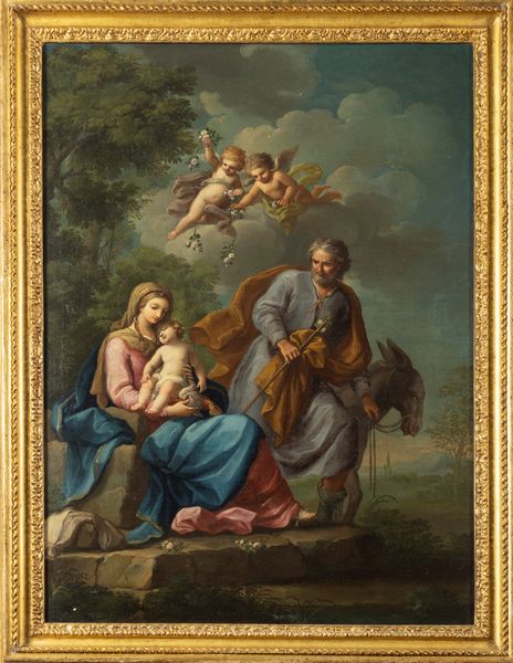 Scuola romana, seconda metà del secolo XVII : Riposo durante la Fuga in Egitto  - Asta Dipinti e Disegni Antichi - Associazione Nazionale - Case d'Asta italiane