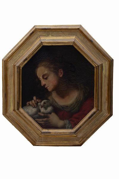 Scuola fiorentina, secolo XVII : Santa con colomba  - Asta Dipinti e Disegni Antichi - Associazione Nazionale - Case d'Asta italiane